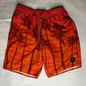 🌴Neff Orange and Pink Palm Tree Sunset Swim Hot Tub Board Shorts Size S